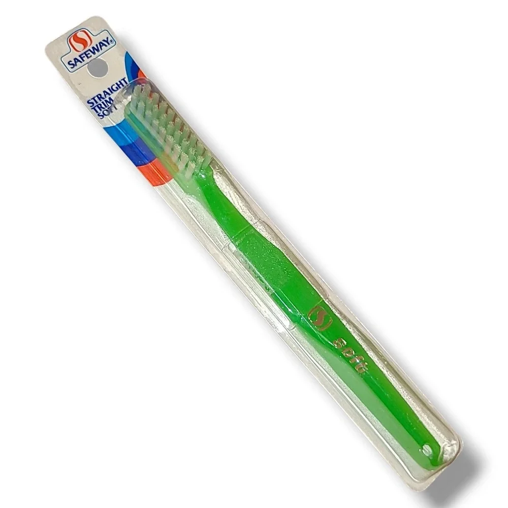 Vintage Safeway Toothbrush Straight Trim Soft Green NIB New Old Stock